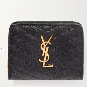 SAINT LAURENT Monogramme quilted textured-leather wallet